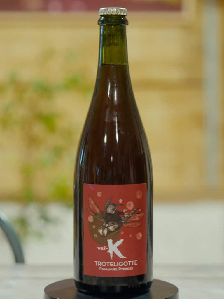 Visuel illustrant la cuvée Waz-K du Clos Troteligotte d'Emmanuel Rybinski Un 100 % Merlot en pétillant naturel!